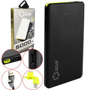 Carregador Portatil Power Bank 5000Mah com Cabo V8 Preto Lotus LT-952 LT-952 LOTUS