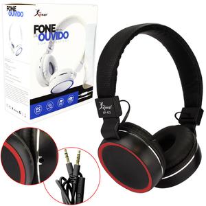 Headphone Com Microfone P2 Dobravel Preto e Vermelho KNUP KP-421 KP-421 KNUP