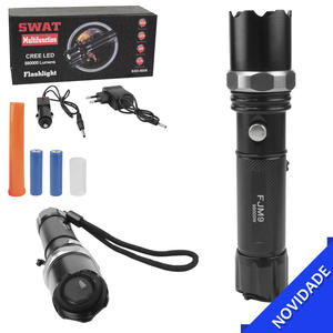 Lanterna de Led Sinalizador 880000 Lumens Swat 3.7V Com Bateria e Carregador Automotivo BXD-8008 BXD-8008 GENERICO