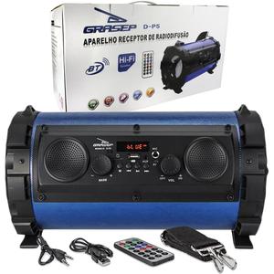 Caixa de Som Portatil Bluetooth Fm Sd Usb Grasep Azul D-p5 D-P5 GRASEP