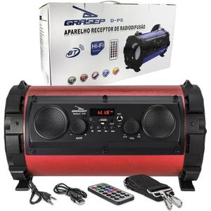 Caixa de Som Portatil Bluetooth Fm Sd Usb Grasep Vermelho D-p5 D-P5 GRASEP