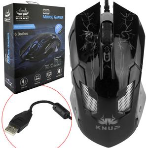 Mouse Gamer Pro Led Alta Precisão Pc Notebook 3200 Dpi Preto Knup KP-V35 KNUP