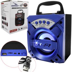 Caixa De Som Bluetooth 6 Watts Com Entrada Sd Card Usb P2 Fm Bivolt Azul D-Bh1051 D-BH1051 GRASEP