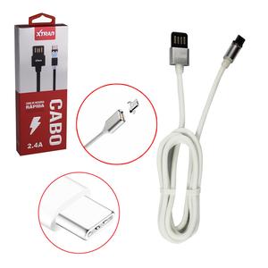 Cabo Micro USB Magnético Carregador Universal Type-C Branco ch0303-type-c XTRAD