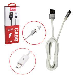 Cabo Micro USB Magnético Type C Com Led Branco CH0302 CH0302-V8 XTRAD