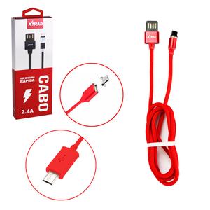 Cabo Micro Usb Magnético Carregador Universal Imã Android V8 1 Metro Vermelho CH0302-V8 XTRAD