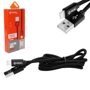 Cabo USB Lightning Para iPhone 2A 1 Metro em Nylon Preto PMCELL CB-21 CB-21 PMCELL