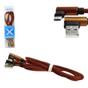 Cabo USB Em L Para Entrada V8 com Nylon 1.5A 90cm Marron CBX-U100V8F1 CBX-U100V8F1 EXBOM