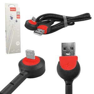 Cabo De Iphone Para USB 2.1A Em L 1 Metro Preto e Vermelho FD0222 IOS FD0222 IOS GENERICO