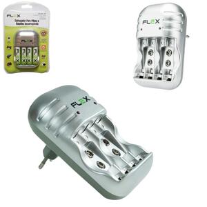 Carregador De Pilhas e Baterias AA AAA 9V Bivolt INMETRO FX-C03 flex