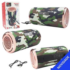 Caixa de Som Bluetooth 5W Rms 150HZ-20KHZ Atende chamadas Entrada USB Auxiliar Micro SD Tecido Camuflado XTRAD XDG-153 XDG-153 XTRAD