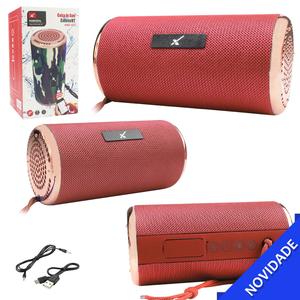 Caixa de Som Bluetooth 5W Rms 150HZ-20KHZ Atende chamadas Entrada USB Auxiliar Micro SD Tecido Vermelho XTRAD XDG-153 XDG-153 XTRAD