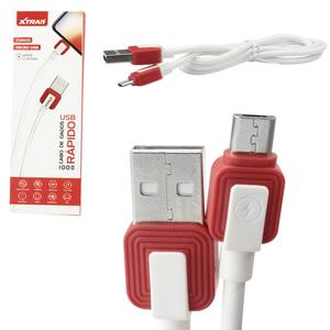 Cabo USB Para Micro USB V8 1 Metro Branco e Vermelho 2.4A XTRAD CH0435 CH0435 XTRAD