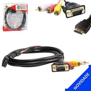 Cabo HDMI Macho Para VGA e 3RCA Machos 1.8 Metros Lotus HDMI-VGA-3RCA LOTUS