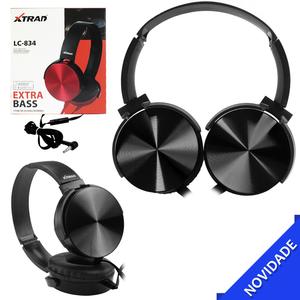 Headphone Estéreo Extra Bass Com Microfone Preto XTRAD LC-834 LC-834 XTRAD