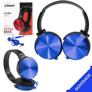 Headphone Estéreo Extra Bass Com Microfone Azul XTRAD LC-834 LC-834 XTRAD