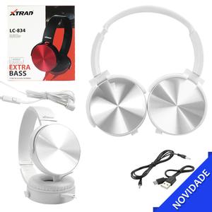 Headphone Estéreo Extra Bass Com Microfone Branco XTRAD LC-834 LC-834 XTRAD