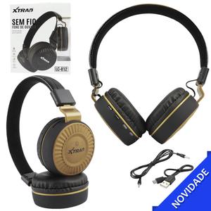 Headphone Bluetooth Esporte Com Microfone Entrada para SD Card Dourado XTRAD LC-812 LC-812 XTRAD