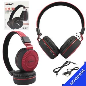 Headphone Bluetooth Esporte Com Microfone Entrada para SD Card Vermelho XTRAD LC-812 LC-812 XTRAD