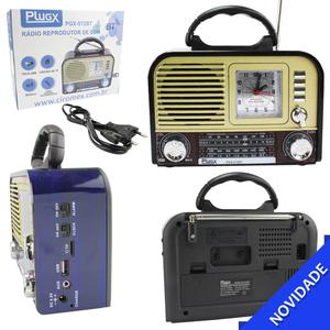 Rádio Reprodutor de Som Retro 5W Entrada USB e STF Azul PLUGX PGX-072BT PGX-072BT PLUGX