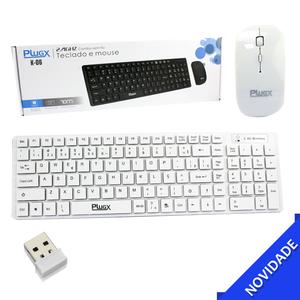 Kit Teclado E Mouse Wireless Branco Sem Fio 2.4GHZ Plugx K-06 K-06 PLUGX