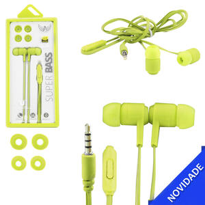 Fone de Ouvido com Microfone Super Bass Verde ALTOMEX AL-601 AL-601 ALTOMEX