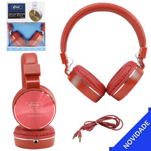 Headphone Com Microfone Super Bass Vermelho KNUP KP-432 KP-432 KNUP