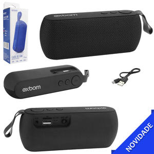 Caixa De Som Bluetooth 3W TWS Com Entrada P2 SD CARD FM USB e FM Preto EXBOM CS-M29BT CS-M29BT EXBOM