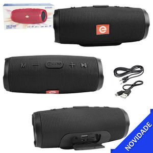 Caixa de Som Bluetooth Tubo Speaker 6W TWS Com Entrada USB SD Card FM P2 Preto EXBOM CS-M35BT CS-M35BT EXBOM