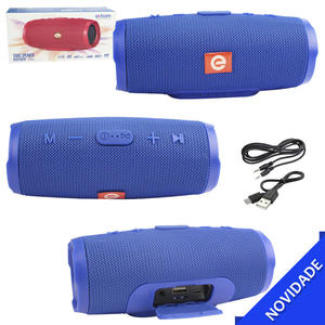 Caixa de Som Bluetooth Tubo Speaker 6W TWS Com Entrada USB SD Card FM P2 Azul EXBOM CS-M35BT CS-M35BT EXBOM