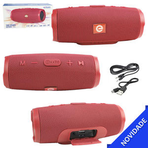 Caixa de Som Bluetooth Tubo Speaker 6W TWS Com Entrada USB SD Card FM P2 Vermelho EXBOM CS-M35BT CS-M35BT EXBOM