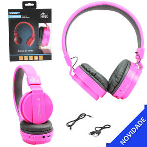 Headphone Bluetooth Com Entrada SD Card P2 E Rádio FM Rosa FX-B05 FX-B05 GENERICO