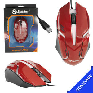 Mouse Gamer Óptico com Fio 1600 dPi Vermelho SHINKA SH-MO-52 SH-MO-52 SHINKA