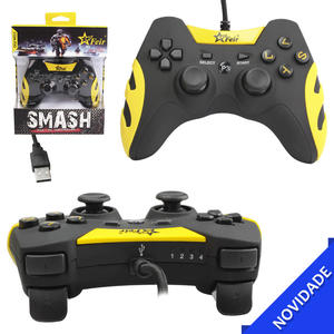 Controle Para Ps3 e PC Analógico Com Fio USB 1,80 Metros Amarelo FEIR FR-218A FR-218A FEIR