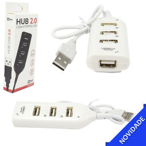 Hub USB Com 4 Portas de Entrada e 1 Saida 480Mbps Branco MB84089 GENERICO