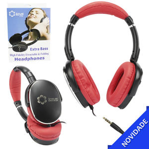 Headphone EXTRA BASS Com Microfone Preto e Vermelho LOTUS LT-199 LT-199 LOTUS