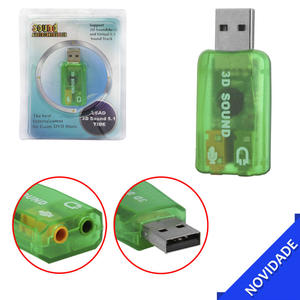 Adaptador Placa De Som 5.1 USB 2.0 Com Entrada P2 Fone e Microfone Verde SOM AC3 GENERICO