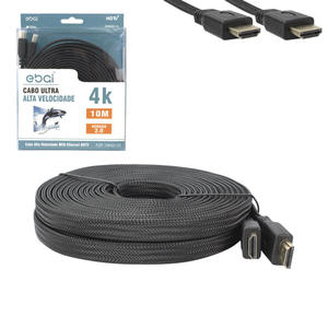 Cabo Hdmi 10 Metros 2.0 4K HD Macho Para Macho Com Malha Achatado EBAI FZF-19HD-10 FZF-19HD-10 EBAI