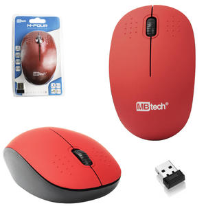 Mouse Óptico Sem Fio USB 1600DPI 3 Botões Vermelho GB54156 GBTECH GB54156 MB TECH