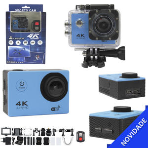 Câmera De Filmagem Esportiva Com Controle 4K FULL HD Entrada Para MICRO SD E Conexão WIFI Azul 4K ULTRAHD GENERICO