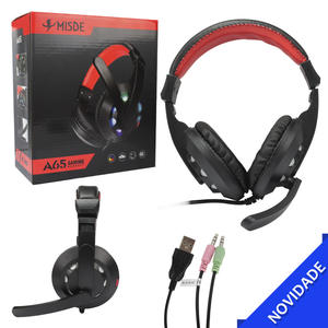 Head Phone Gamer USB Led Colorido A65 GENERICO A65 GENERICO