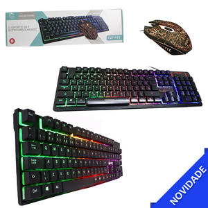 Kit Teclado E Mouse Led Preto Com Fio EBAI FZF-K13 FZF-K13 EBAI