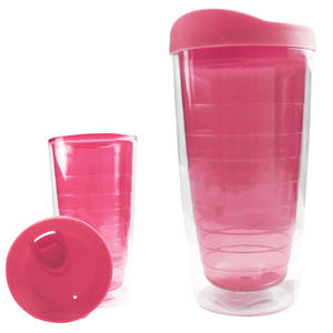 Copo De Acrílico Com Tampa De Plástico 400ml Rosa DALLARE DL1451 DL1451 DALLARE