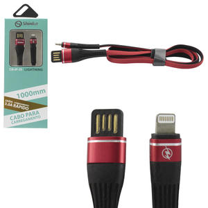 Cabo Lightning 3.0A USB Com Nylon 1 Metro Vermelho SHINKA CB-IP-35 CB-IP-35 SHINKA