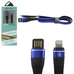 Cabo Lightning 3.0A USB Com Nylon 1 Metro Azul SHINKA CB-IP-35 CB-IP-35 SHINKA