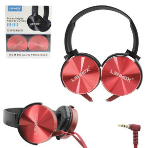 Headphone Extra Bass Com Microfone Vermelho LEHMOX LEF-1010 LEF-1010 LEHMOX