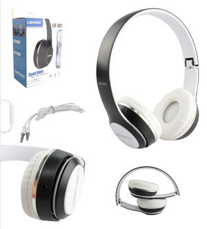 Headphone Super Bass Com Fio Branco e Preto LEF-1011 LEHMOX