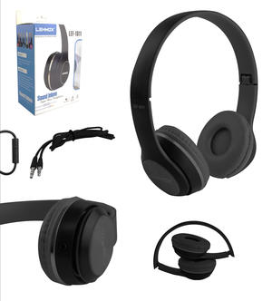 Headphone Super Bass Com Fio Preto LEF-1011 LEHMOX