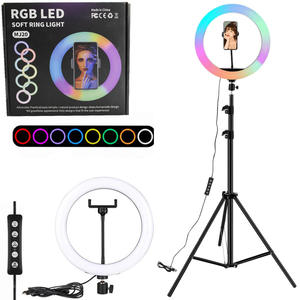 Iluminador Ring Light 8 Polegada Led Rgb Tripé 2 MetrosColorido MJ20 GENÉRICO MJ20 GENERICO