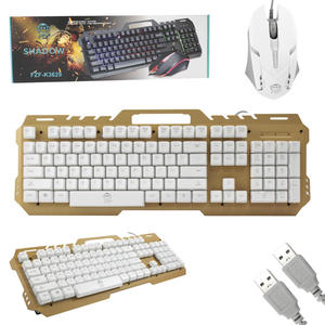 Teclado E Mouse Gamer USB Com LED Semi Mecânico Branco FZF-K3629 EBAI FZF-K3629 EBAI